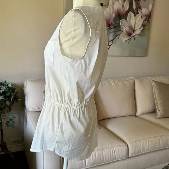 Theory Women's Kenan Gathered Luxe Sleeveless Button Down Blouse - Picture 13 of 16